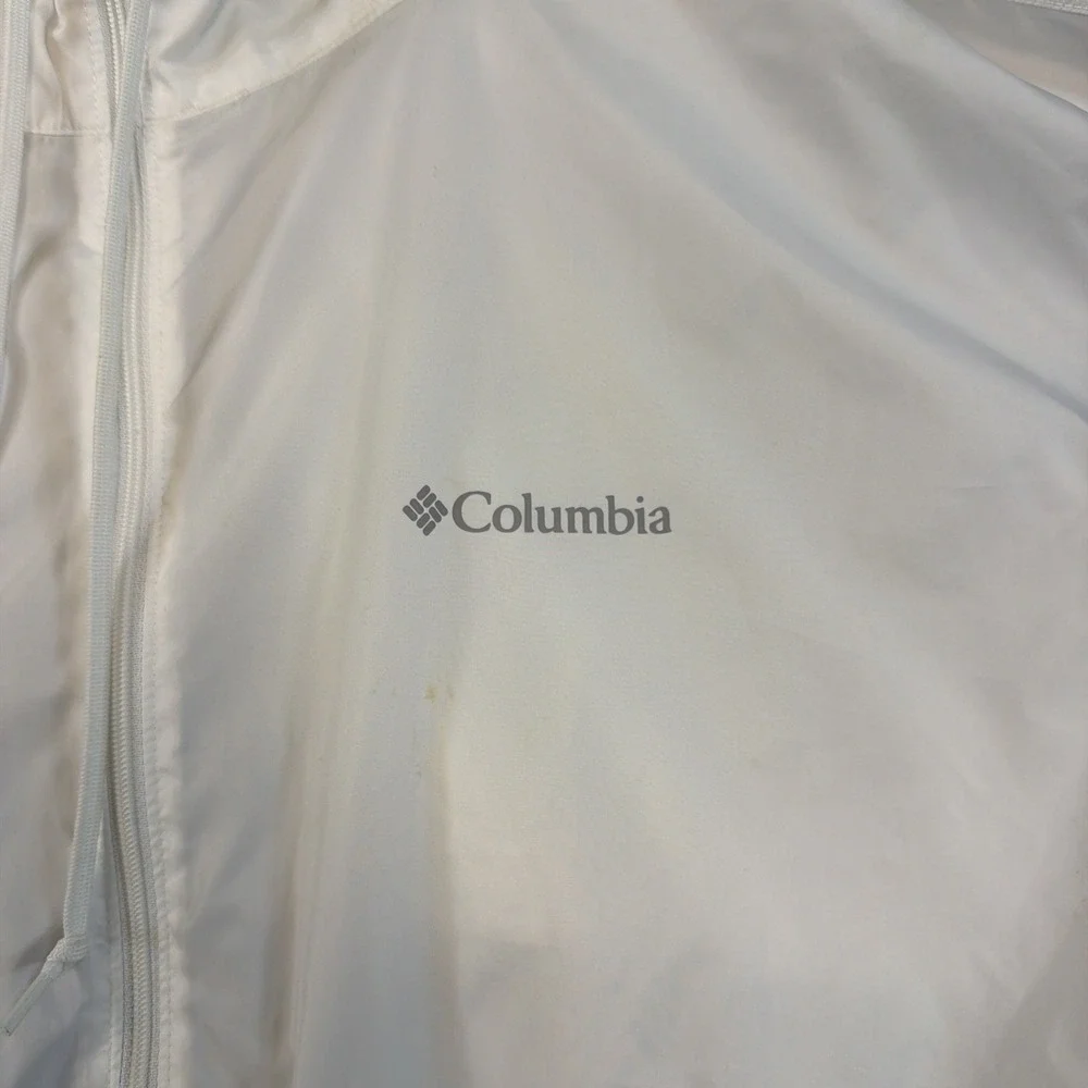 Columbia Center Ridge II Windbreaker Jacket Men's XXL Hooded White Gray
